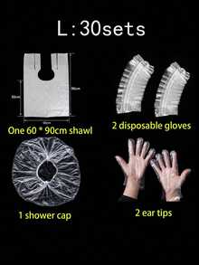 SHEIN 100个/50个一次性PE耳套，小号防水染色耳套（染色工具包随机包装） - 白色 - 查看 16