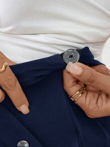 SHEIN Maternity Casual Solid Color Adjustable Waist Leggings