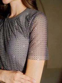 Anewsta Women's Luxurious Flowing Lace Dress - Grey - View 7