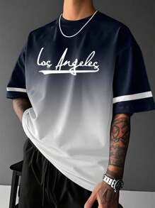 Manfinity Homme 男士夏季字母印花圆领短袖休闲T恤