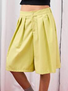 COUREZ Low Waist Longline Pleated Shorts /Y2K Fall Women Clothes Fall Clothes Casual Cute Elegant Vacaction  Autumn Back To School