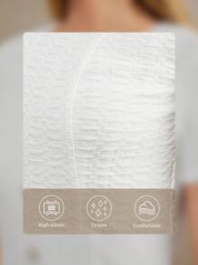 Amorya V 领珍珠纽扣纹理面料收腰女式连衣裙，适合春秋夏季校服女士办公室服装教师服装女士夏季连衣裙婚礼宾客服装女士度假服装女士生日服装