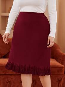 SHEIN Clasi Eleganter Bodycon-Rock für Damen, Große Größen - Bordeaux - Übersicht 3