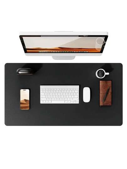 SHEIN 1pc Solid Color Mouse Mat, Minimalism Desk Mat For Home, Office,School,PU Leather Material
