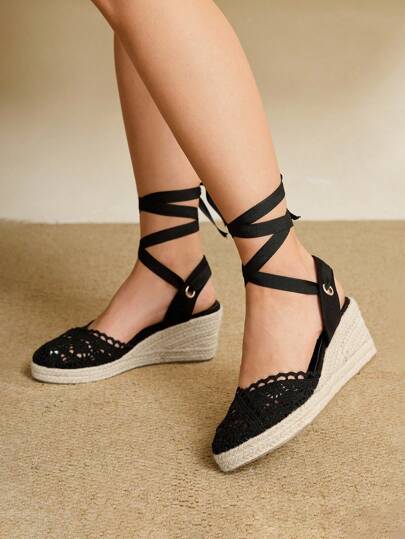 Styleloop Women's Rope Woven Platform Wedge Sandals, Suitable For Party, Wedding, Daily Wear, Vacation