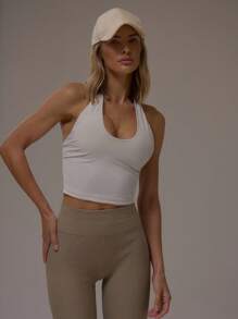 MUSERA Seamless Plunge Halter Neck Low P Casual, Airport, Loungewear,  , Fall