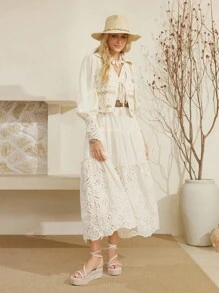 Styleloop 女士坡跟厚底编织凉鞋，波西米亚风格厚底鞋，适合万圣节、圣诞节、派对 - 米色 - 查看 7