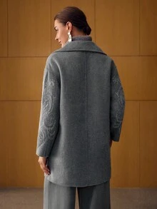 MOTF PREMIUM Áo khoác ngoài thêu len - Màu Xám nhạt - Xem 4