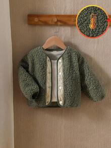 SHEIN 婴儿羊毛夹克，婴儿冬季厚棉外套，男婴外套