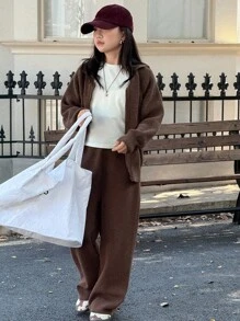 DAZY Tween Girls Sweater Set, Fall - Coffee Brown - View 3