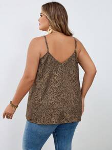 SHEIN CURVE+ Quần áo hai dây ren tương phản họa tiết da báo cỡ lớn cho nữ, mùa đông, đường cong cỡ lớn/mùa thu/mùa đông - Nhiều màu - Xem 2