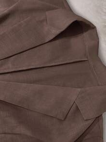EMERY ROSE Áo khoác lưới họa tiết bất đối xứng màu trơn cổ điển đơn giản dành cho nữ - màu nâu - Xem 4