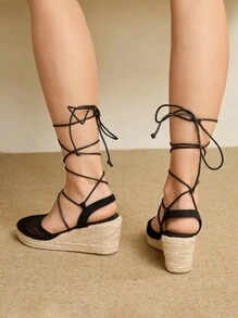 Styleloop Women's Casual Fashion Versatile Simple Breathable Wedge Shoes - Black - View 5