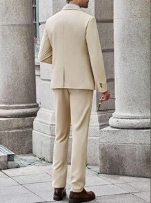 Calvornis 男士纯色商务通勤西装外套和裤子套装