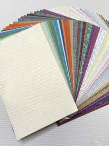 SHEIN 50 hojas de cartulina de la colección de perlas A6 disponibles en una variedad de patrones, excelente para scrapbooking, invitaciones, notas de agradecimiento - Multicolor - Ver 1