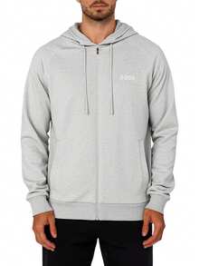 Hugo Boss Men Zip Up Hooded Long Sleeve Casual Sweatshirt - 059 Light/Pastel Gre - View 1