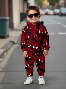 SHEIN 2pcs/Set Young Boys Loose Casual Comfortable Long Sleeve Hoodie Sweatshirt Set