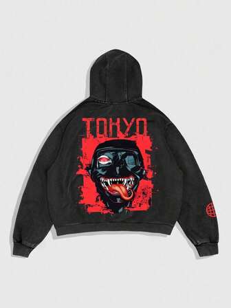 Street Life Sweat-shirt à capuche délavé à l'acide pour hommes