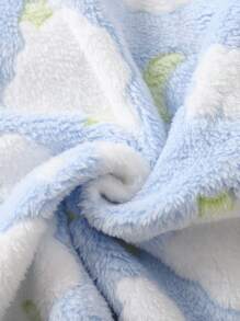 SHEIN Conjunto de pijama de 2 piezas para bebé niño con parte superior de manga larga con cuello de equipo y estampado de oso lindo, y pantalones suaves de felpa de coral para otoño/invierno