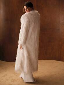 MOTF PREMIUM WATERFALL LONG SLEEVE FAUX FUR COAT - White - View 3