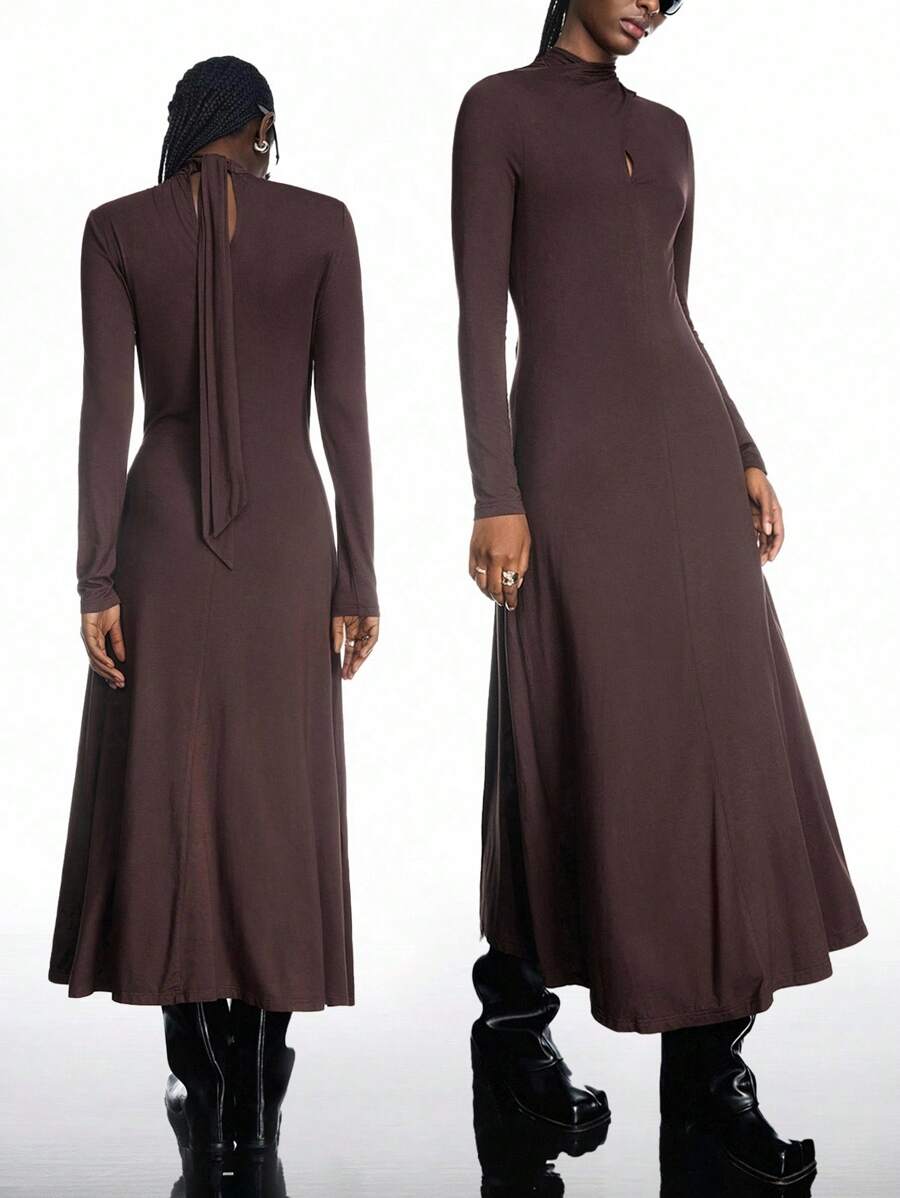 LYSMO 2025 新款/女士秋冬长裙/极简主义/简约女装/秋季服装/女士冬季服装/秋季服装深红色长袖仿羊绒 A 字长袖连衣裙/A 字连衣裙/舞会/生日派对/Y2K 辣妹/夜店连衣裙/女士冬装/冬季服装/女士冬季连衣裙/女士返校服装/返校节礼服/Hoco 连衣裙/万圣节服装/女士万圣节服装/圣诞服装/教师礼服/女士约会夜服装/约会夜礼服/女士婚礼宾客礼服/婚礼活动礼服/婚礼宾客礼服/女士教堂服装/女士教堂礼服/基本款/飘逸连衣裙 - 咖啡棕 - 查看 1