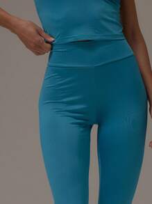 MUSERA Quần legging cạp cao chất liệu jersey mềm mại, thích hợp mặc ở sân bay, đi học, mùa thu, Lễ Tạ ơn và mùa hè. - Màu xanh ngọc - Xem 5