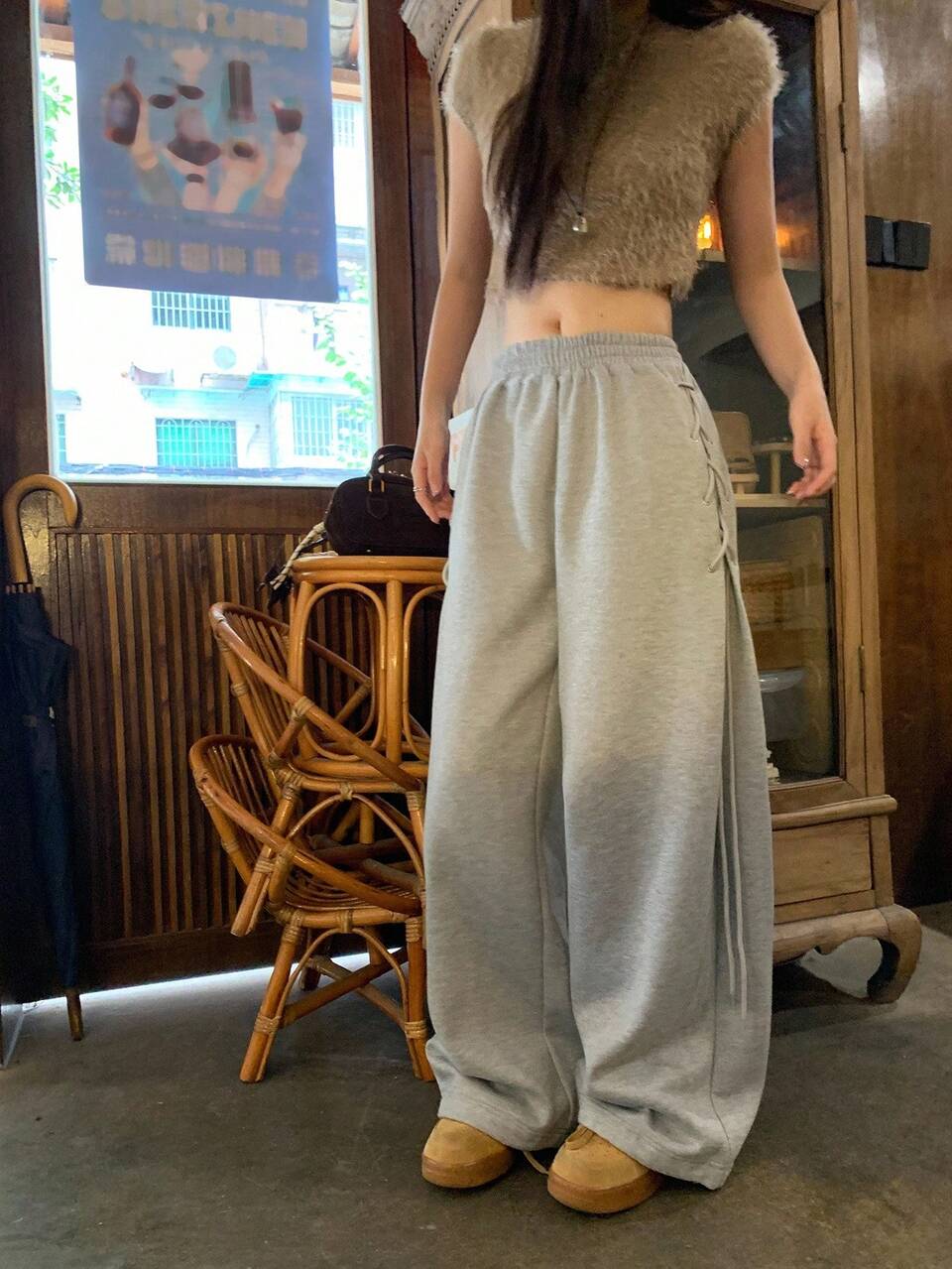 Women's Korean Style Loose Tie-Up Casual Long Sweatpants Fall Women Joggers Boho