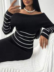 EURMUSE Suéter de mujer con elegante diseño en blanco y negro - Blanco y Negro - Ver 1