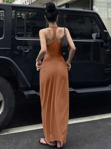 DAZY 女士 V 领紧身裹身长裙