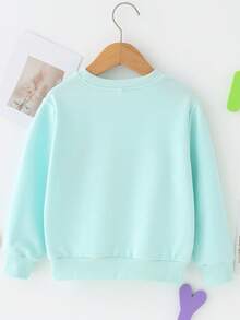 SHEIN 女童可爱彩虹印花圆领套头衫，春秋季