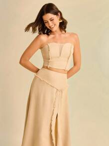 CAJUNI Fustă casual cu crăpături înalte pentru femei