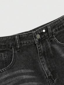 ROMWE MEN Prep Men's Casual Street Fashion Patch Pocket Denim Jeans - Black - View 3