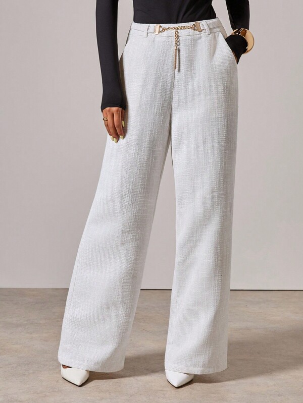 COSMINA Pantalones anchos de unicolor elegantes para mujer, adecuados para ir al trabajo