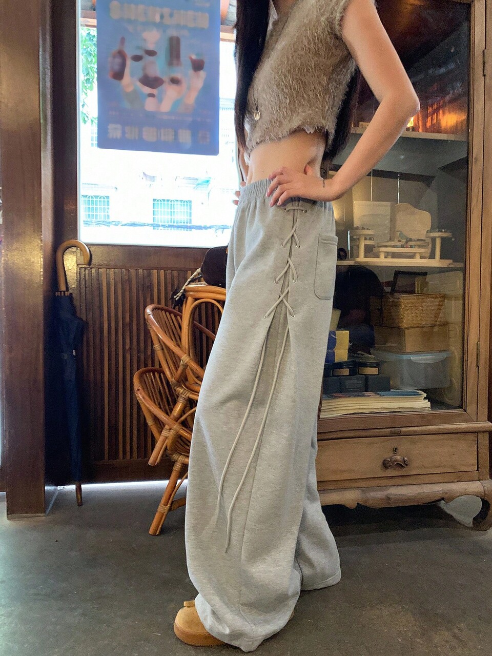 Women's Korean Style Loose Tie-Up Casual Long Sweatpants Fall Women Joggers Boho
