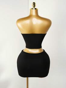 Zolique O-ring Cut Out Front Tube Top - Black - View 2