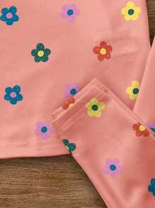 SHEIN Happikins Baby Girl Casual Minimalist Snug Fit Short Sleeve Top And Long Pants Loungewear Set, Suitable For Summer - Multicolor - View 7