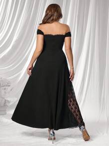 Coutiva Plus Size Elegant Off-Shoulder Beaded Formal Evening Gown Glamorous Dress Luxury Evening Dresses For Women  Plus Size Evening Dresses Graduation - Black - View 2