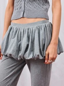 COUREZ 低腰蓬蓬裙喇叭裤/Y2K秋季女装休闲可爱低腰外出穿搭 - 淺灰色 - 查看 6