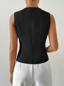 SHEIN Tall Chaleco casual de mujer de un solo pecho de unicolor y delgado