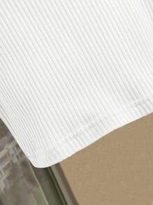 SHEIN Elladie kids 1pc Toddler Girl Hollow Heart Embroidered Ribbed Crop Top Cute Crop Top For Girls Cropped Tanks Heart Cut Out Crop Top - White - View 5