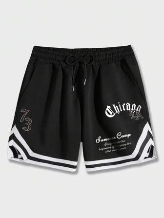 Street Life شورت نسائي قصير بخيط للخصر عليه طباعة شعار، مناسب للاستخدام اليومي خلال فصلي الربيع والصيف