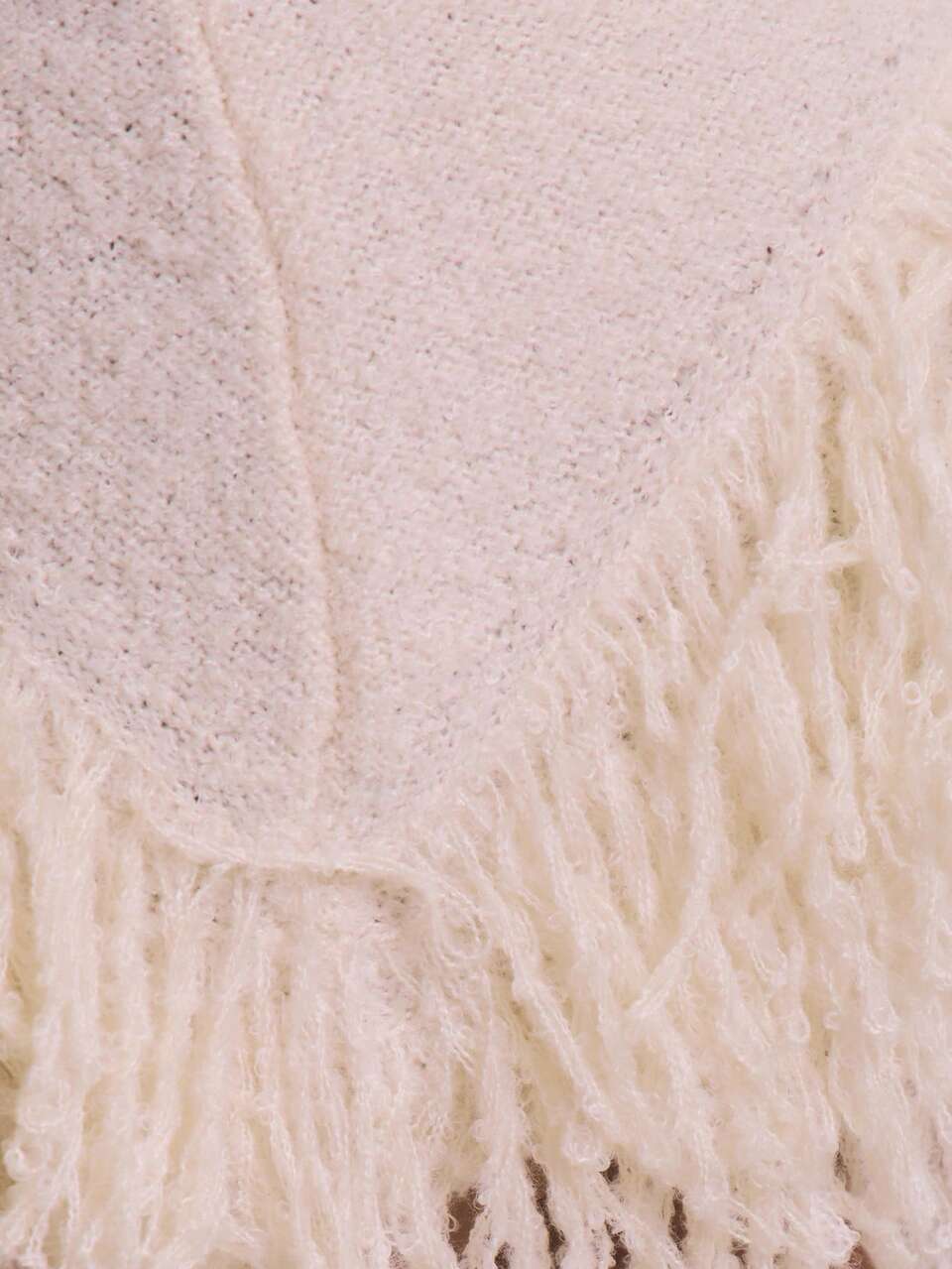 Asymmetrical Shoulder Long Sleeve Knitted Fray Detail Crop Top Only