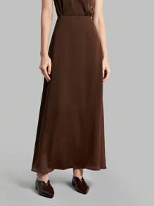Ontre 2025 New 2026 Spring/Summer Casual Daily Style Business All-Match Versatile Skirt - Chocolate Brown - View 1