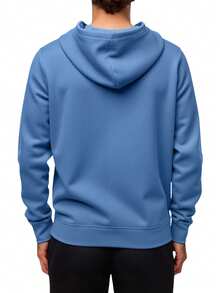Champion Men Letter Printed Long Sleeve Drawstring Hooded Casual Sweatshirt - Blue - View 2