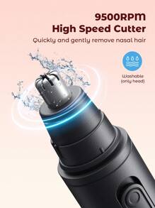 Teckwe 1pc Electric Nose Hair Trimmer, Nose Hair Clippers, Nose Hair Removal Tool,Professional Facial Hair Trimmer With Waterproof Dual Edge Blades, Suitable For Travel, Home, Valentine's Day Gift - Black - View 3