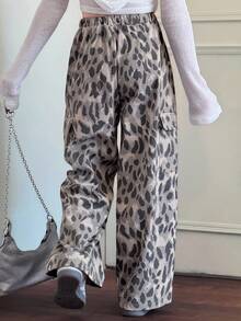DAZY Girls' Leopard Print Pants, Autumn - Grey - View 6