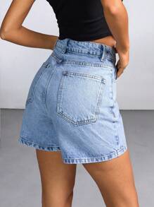 EURMUSE Women's Casual Versatile Denim Shorts With Pockets Shorts Womens Petite Women S Outfits Womens Set Womens Shorts Women S Clothes Women Clothing Y2k Woman S Summer Clothes Women S Bottoms - Light Wash - View 2