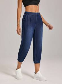 Flexra 女士褶裥设计休闲七分百搭牛仔裤