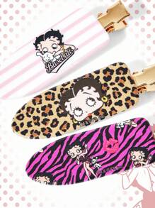 Betty Boop | ROMWE 3 Cặp Kẹp Tóc Liền Mạch Hình Nhân Vật Hoạt Hình - Nhiều màu - Xem 2