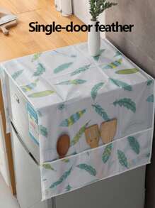 SHEIN 1 件冰箱防尘罩，多功能防水收纳挂袋防尘布，家用冰箱洗衣机罩顶盖，造型简约时尚，高档面料，色彩雅致，多用途罩子，防水防污，两侧口袋设计，适用于返校、办公室、家居、旅行、包包、整理器、收纳 - 白色 - 查看 5